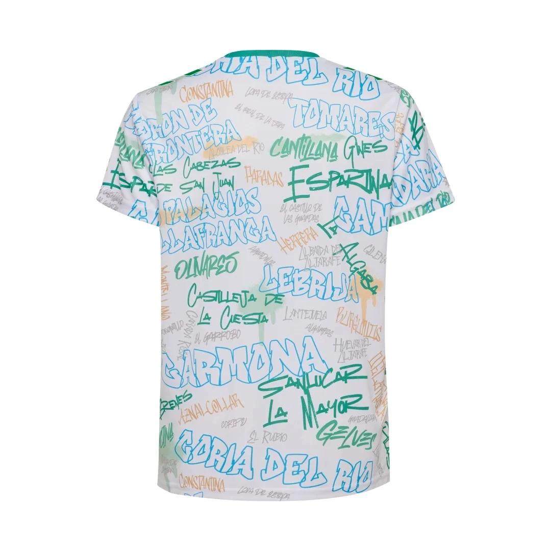 T-shirt d'entraînement de football Real Betis blanc graffiti 2026 – Haut décontracté pour l'entraîne