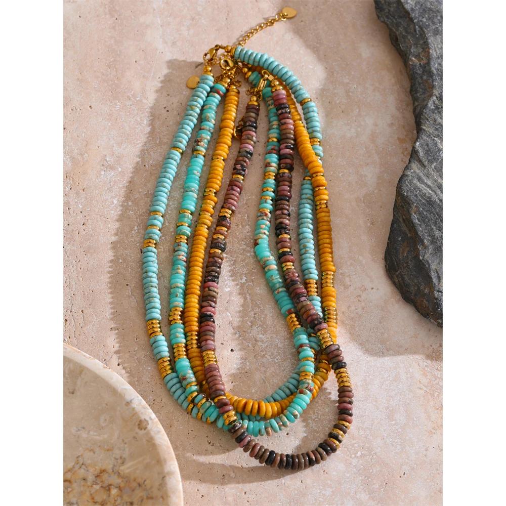 Yhpup – collier de perles en pierre naturelle colorée, fait à la main, chaîne Y2K, à la mode, en aci