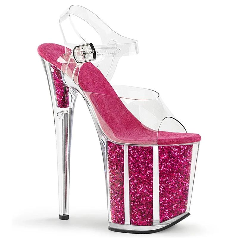 Rncksi 2025 mode Sexy pôle danse été 20 cm PVC femmes sandales minces talons hauts sandales sans lac