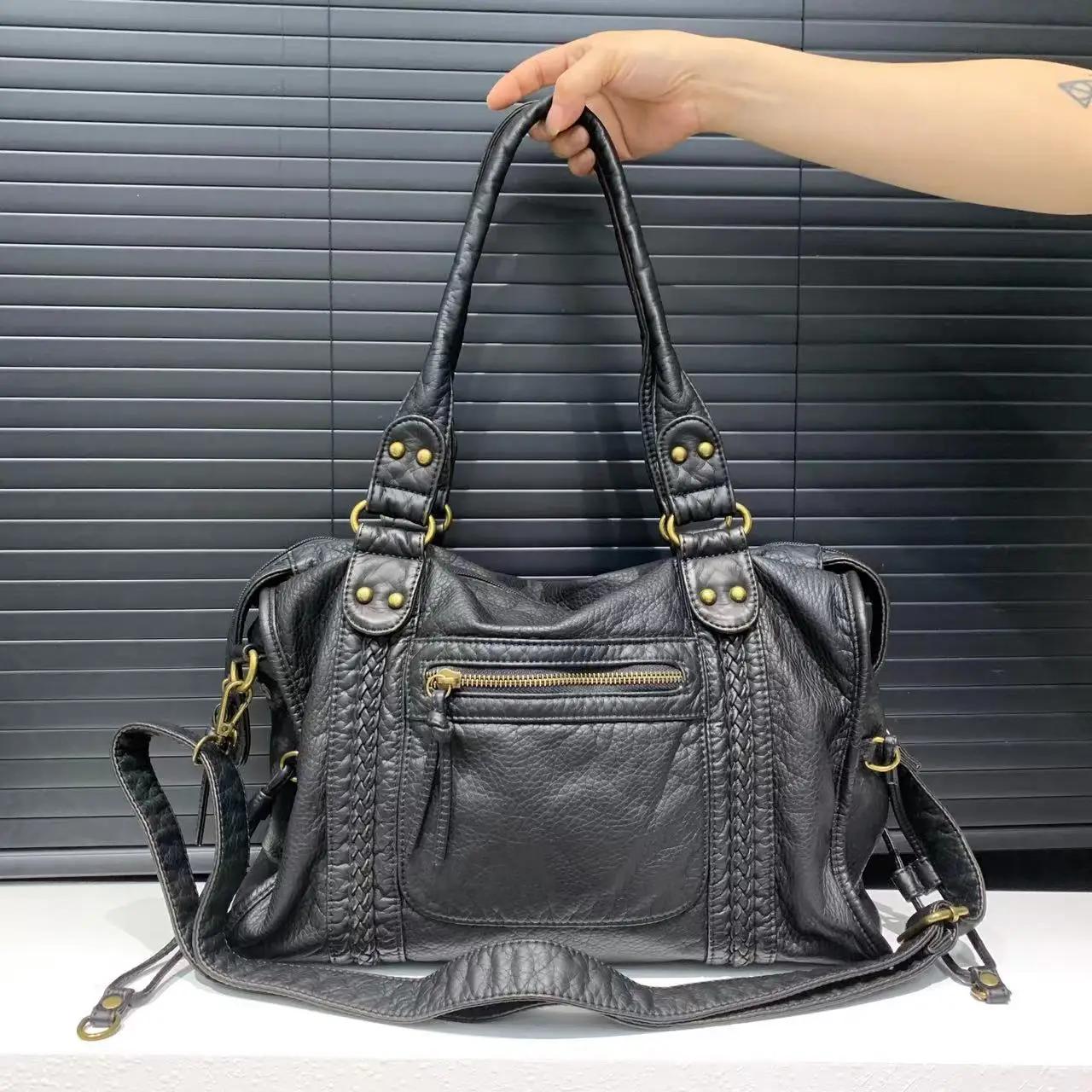 Y2K – sac à bandoulière asymétrique épaule dénudée pour fille épicée, sac de moto Vintage en cuir so