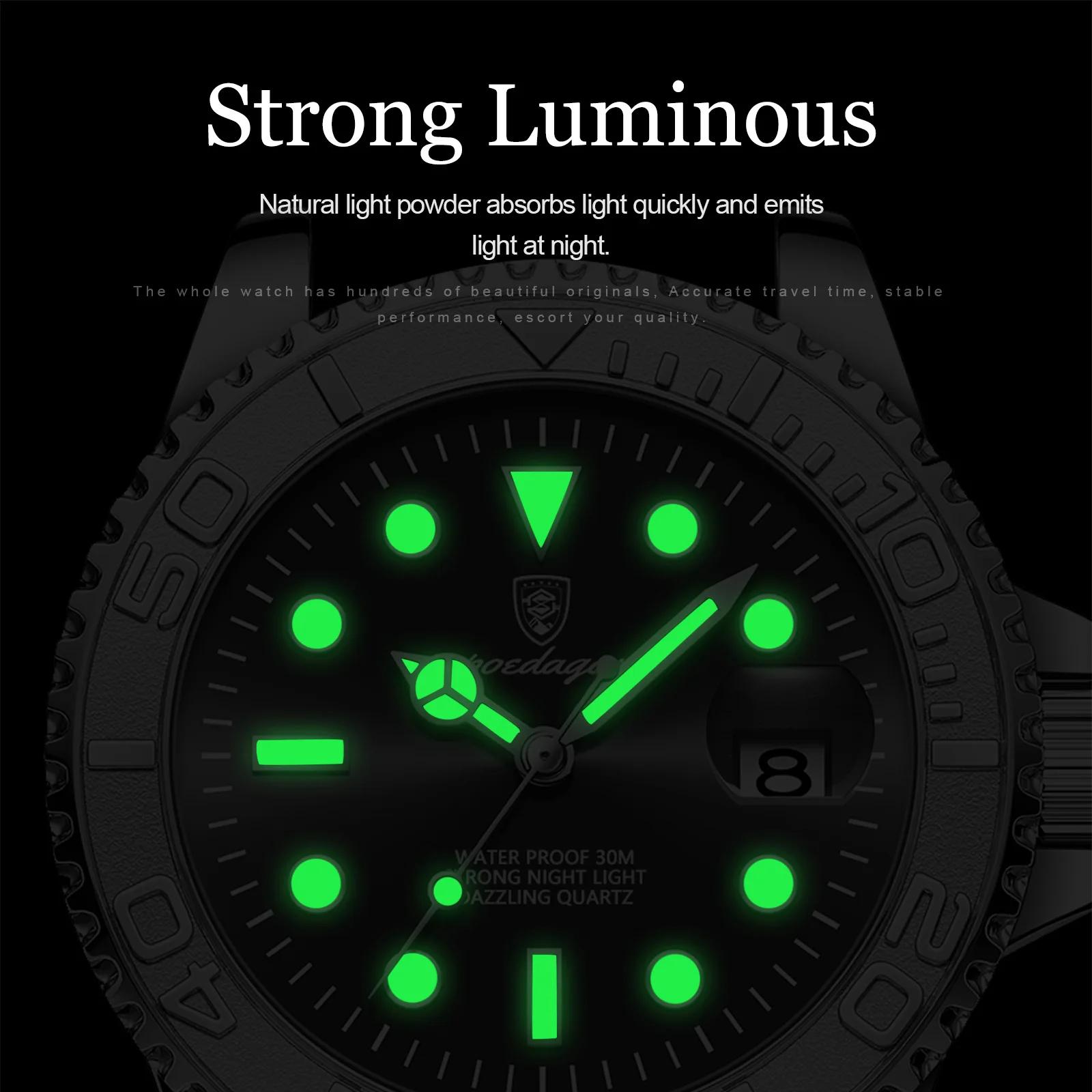 POEDAGAR haut de gamme homme montre étanche lumineux Date hommes montre en acier inoxydable mâle hor