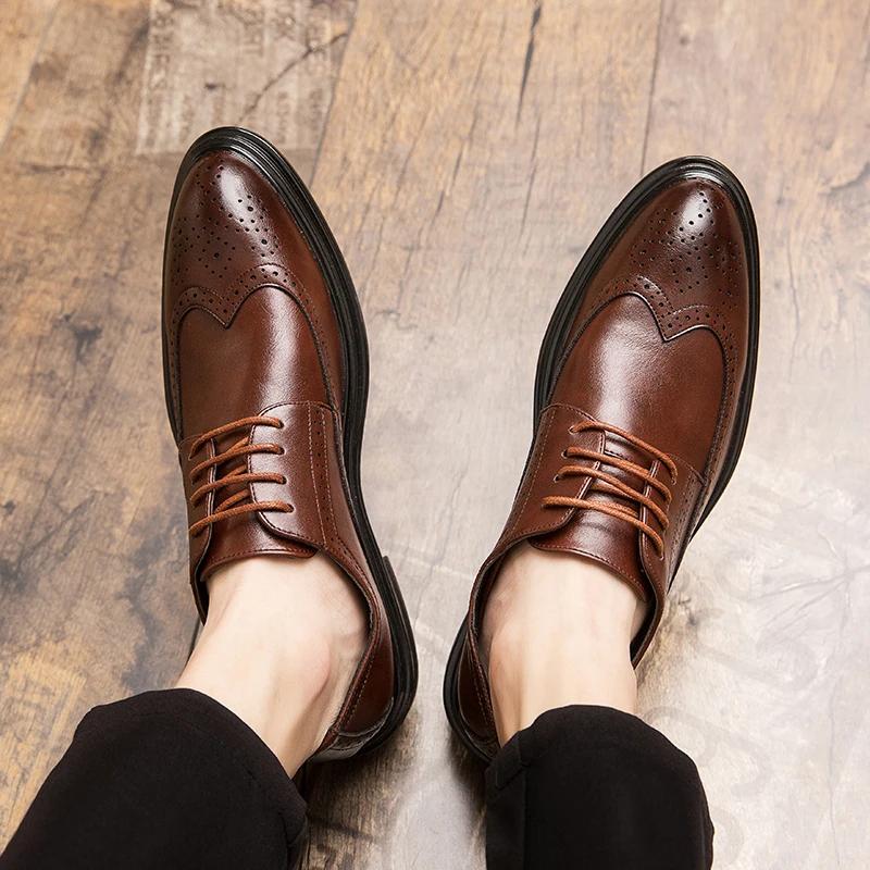 Chaussures en cuir formelles pour hommes, chaussures de bureau et de soirée, chaussures classiques b