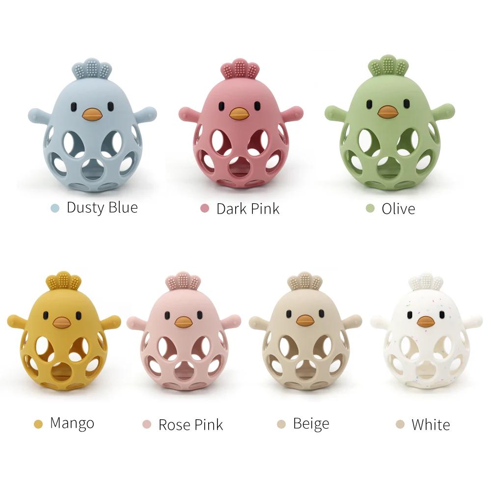 Anneau de dentition en Silicone pour bébé, 1 pièce, jouets en forme de poussin de dessin animé, ajou
