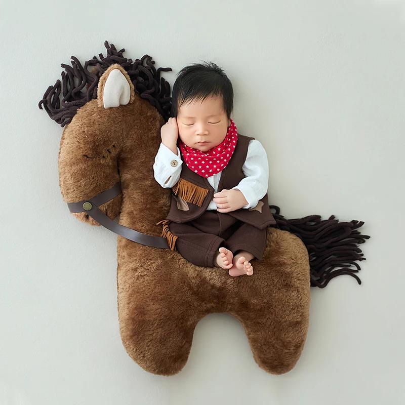 Accessoires de photographie pour nouveau-nés, thème Cowboy, Costumes pour bébé garçon avec écharpe,