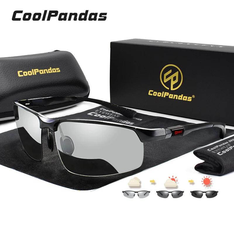 Nouveau aluminium sans monture lunettes de soleil photochromiques hommes lunettes de conduite polari
