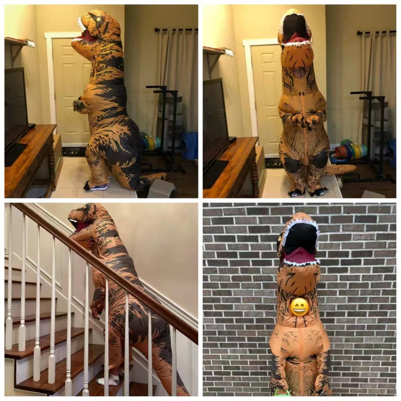 Costume Dinosaure T-Rex Gonflable pour Enfants Combinaison Amusante Unisexe pour Noël, Thanksgiving,