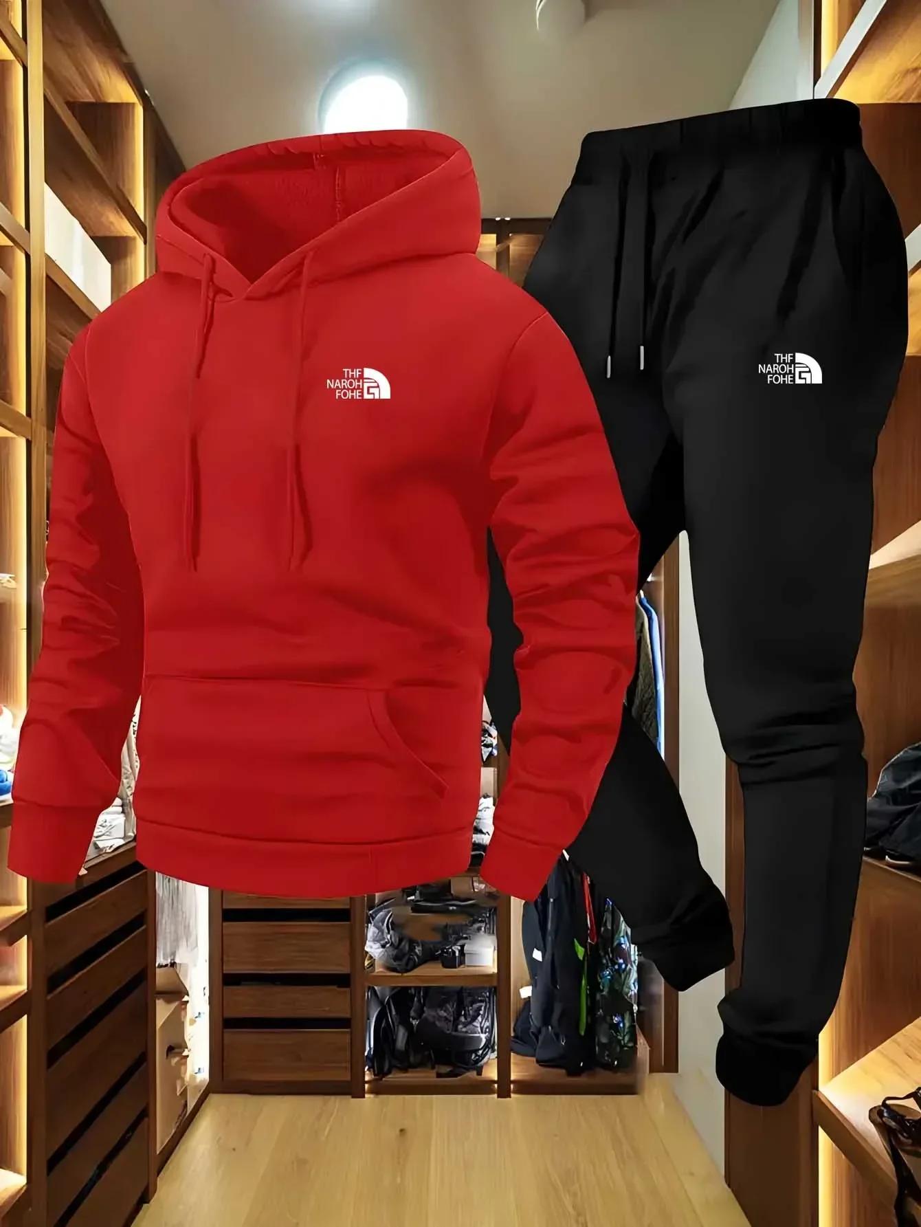 Ensemble décontracté deux pièces pour homme, automne et hiver, sweat-shirt à capuche et pantalon ave
