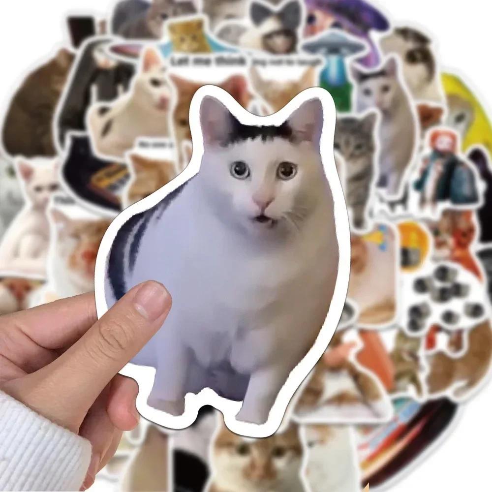 50pcs mignon drôle animaux chat Meme autocollants Kawaii dessin animé décalcomanies enfants jouets o