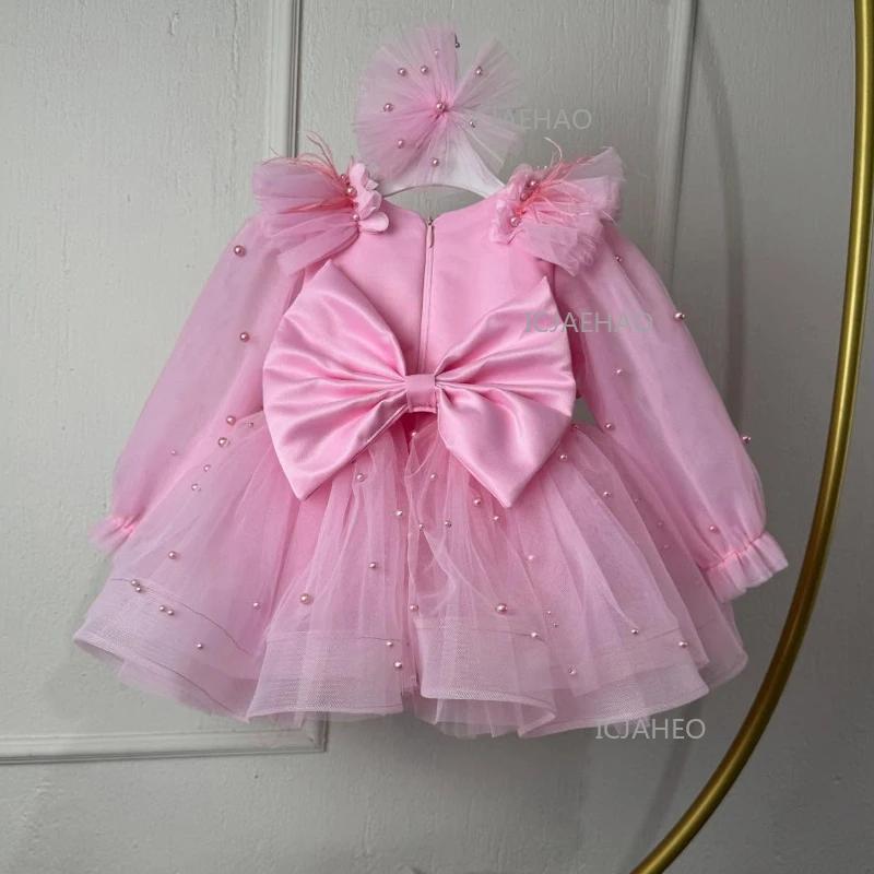 Robe de Princesse pour Filles 2026, Mignonne et Élégante, à Manches Longues en Tulle, Vêtement pour