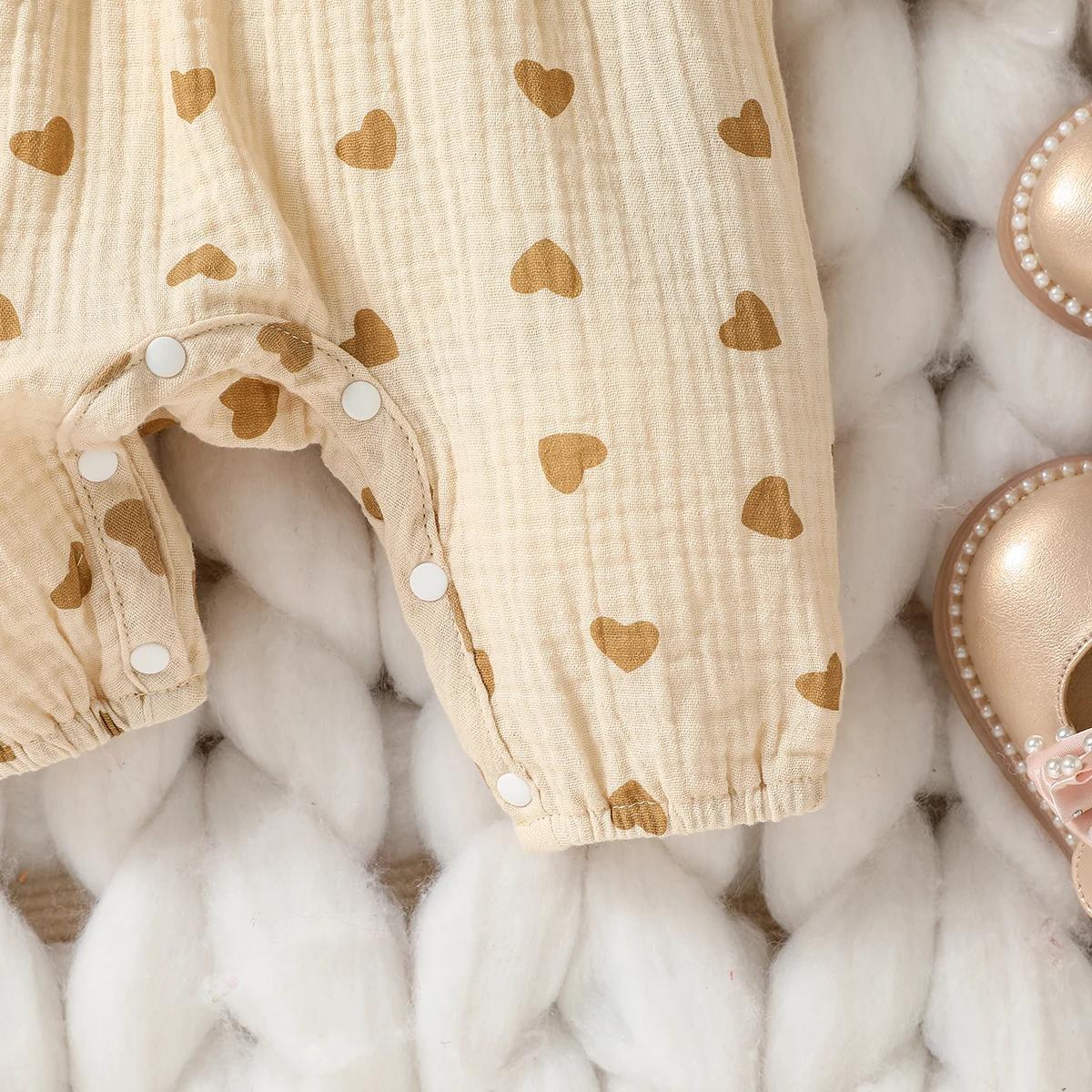 Combinaison à manches longues avec nœud papillon pour bébé fille, combinaison décontractée, amour im