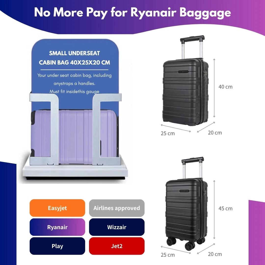 Valise cabine rigide JLY ABS avec roulettes pivotantes amovibles – Valises de cabine légères approuv
