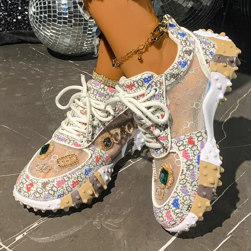 Baskets d'été pour femmes antidérapantes et respirantes, chaussures de sport en maille de créateur,