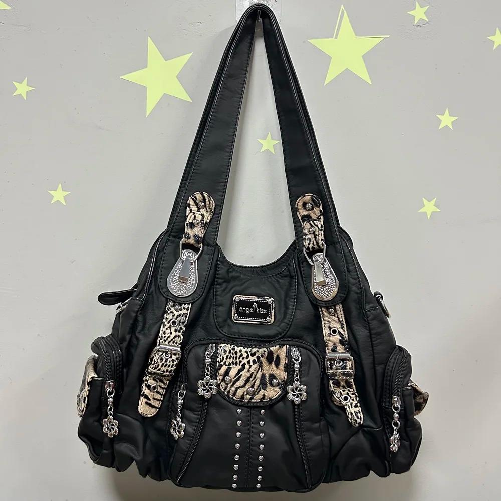 Sac à main pour femme Angel Kiss, grand sac fourre-tout vintage en PU avec poignée supérieure, sac à