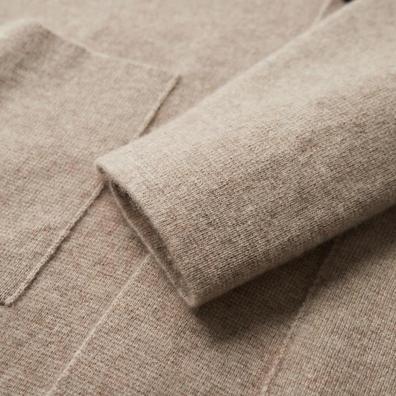 Cardigan en cachemire à col imbibé pour hommes, chemise épaissie, pull monochrome, veste en laine mé