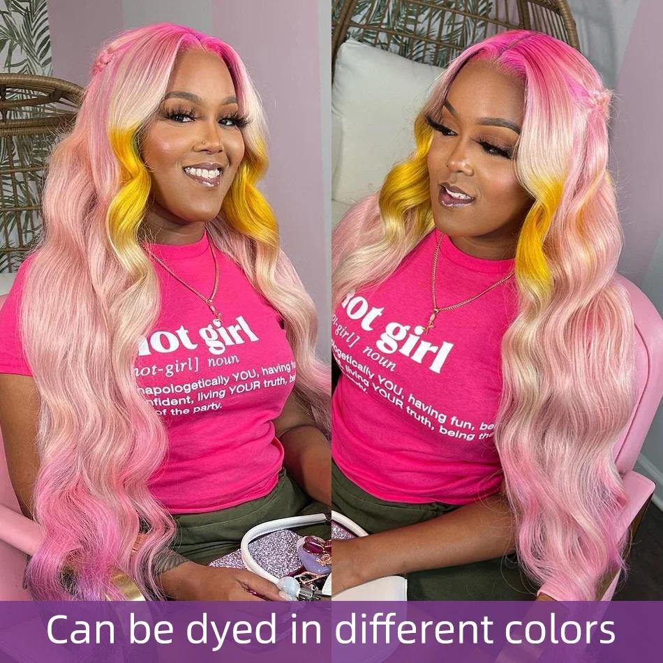 Perruque Lace Front Wig Body Wave Brésilienne Naturelle, Cheveux Humains Colorés, Blond Miel Transpa