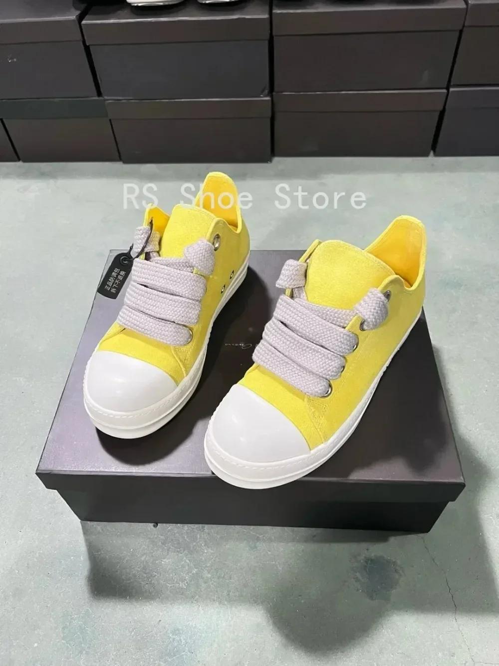 Ro hommes chaussure blanc jaune daim bas baskets décontractées en cuir Jumbo lacets femmes baskets v
