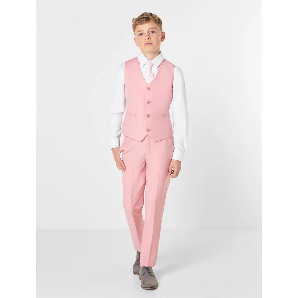 Ensembles roses pour enfants, 3 pièces, élégant, revers cranté, simple boutonnage, costume formel dé