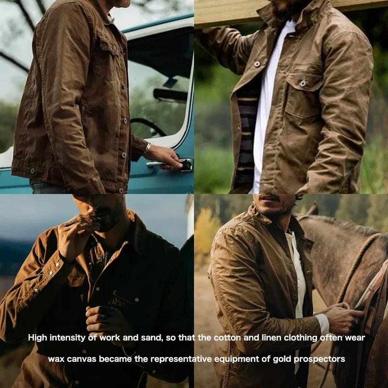 Maden rétro lourd toile huile ciré veste coton imperméable manteau de chasse mâle printemps kaki tra