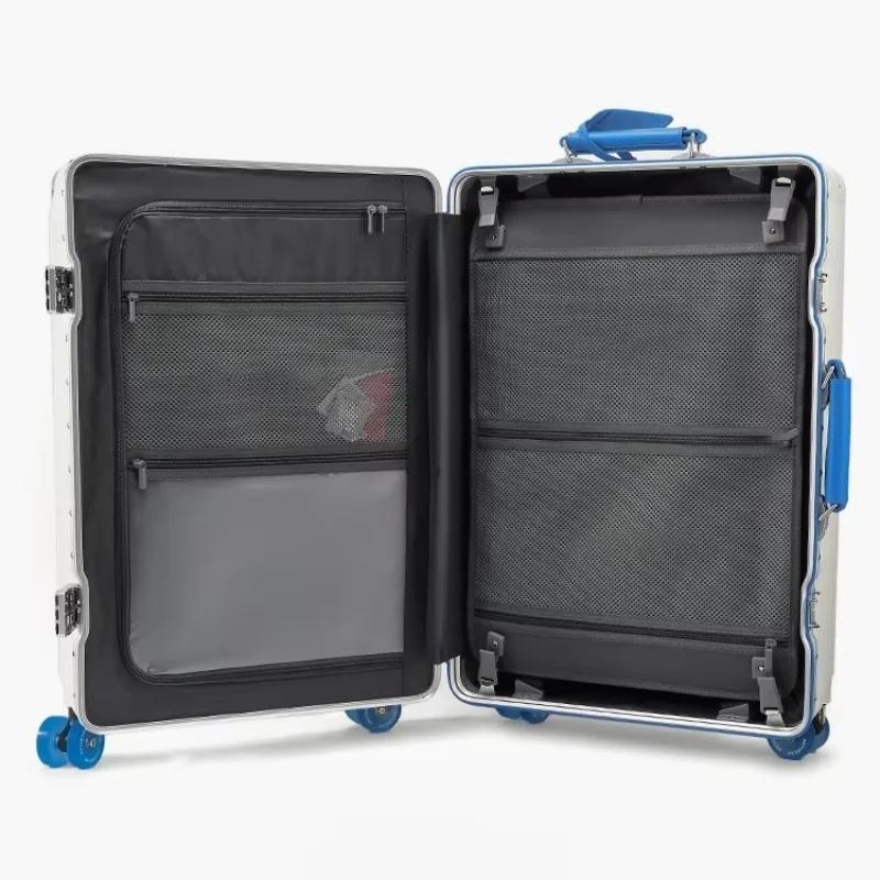 Valise à guidon large, bagage roulant, cadre en aluminium de grande capacité, boîtier de chariot ave