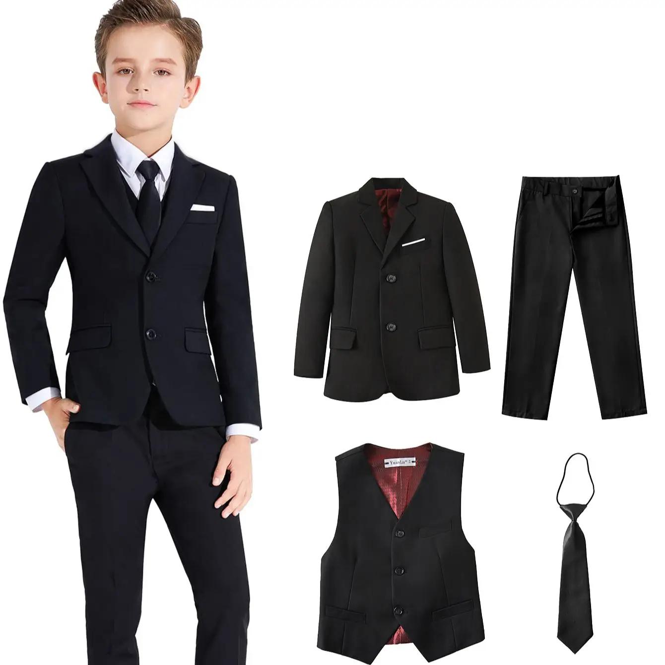 Costumes pour garçons, costumes formels colorés, 4 pièces, coupe cintrée, ensemble de costume, veste