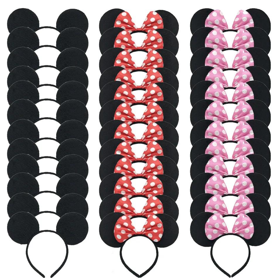 Oreilles de souris pour filles, bandeau à nœud solide, fournitures de fête d'anniversaire et Costume