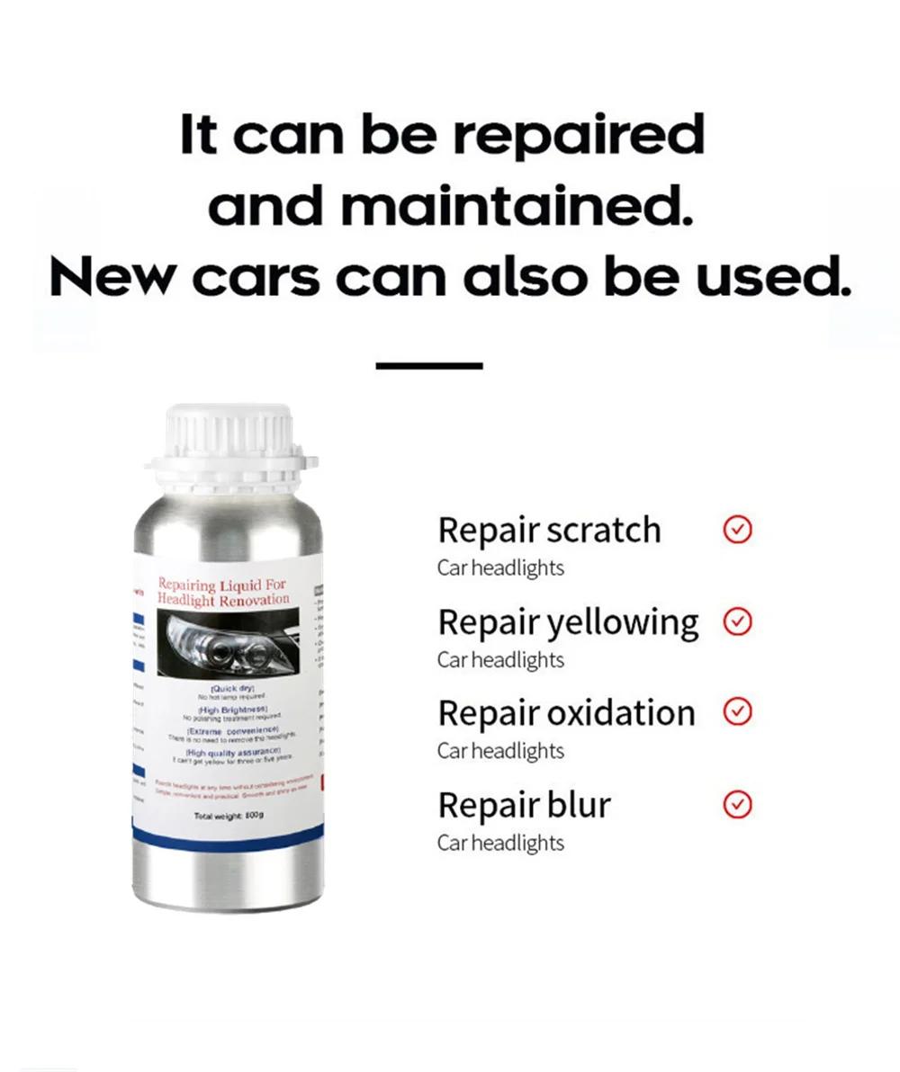 Polymère liquide de restauration de phares de voiture, 800ML, pour polissage de phares, réparation,