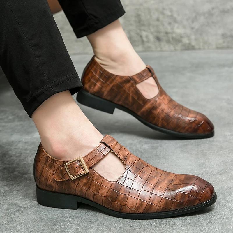 Mocassins en cuir PU faits à la main pour hommes, chaussures provoqué