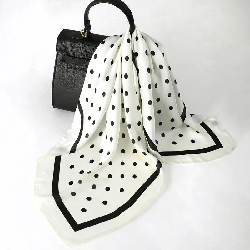 Dame cheveux Dot écharpe femme soie carré foulards bandeau pour femmes Bandana mode Foulard châles f