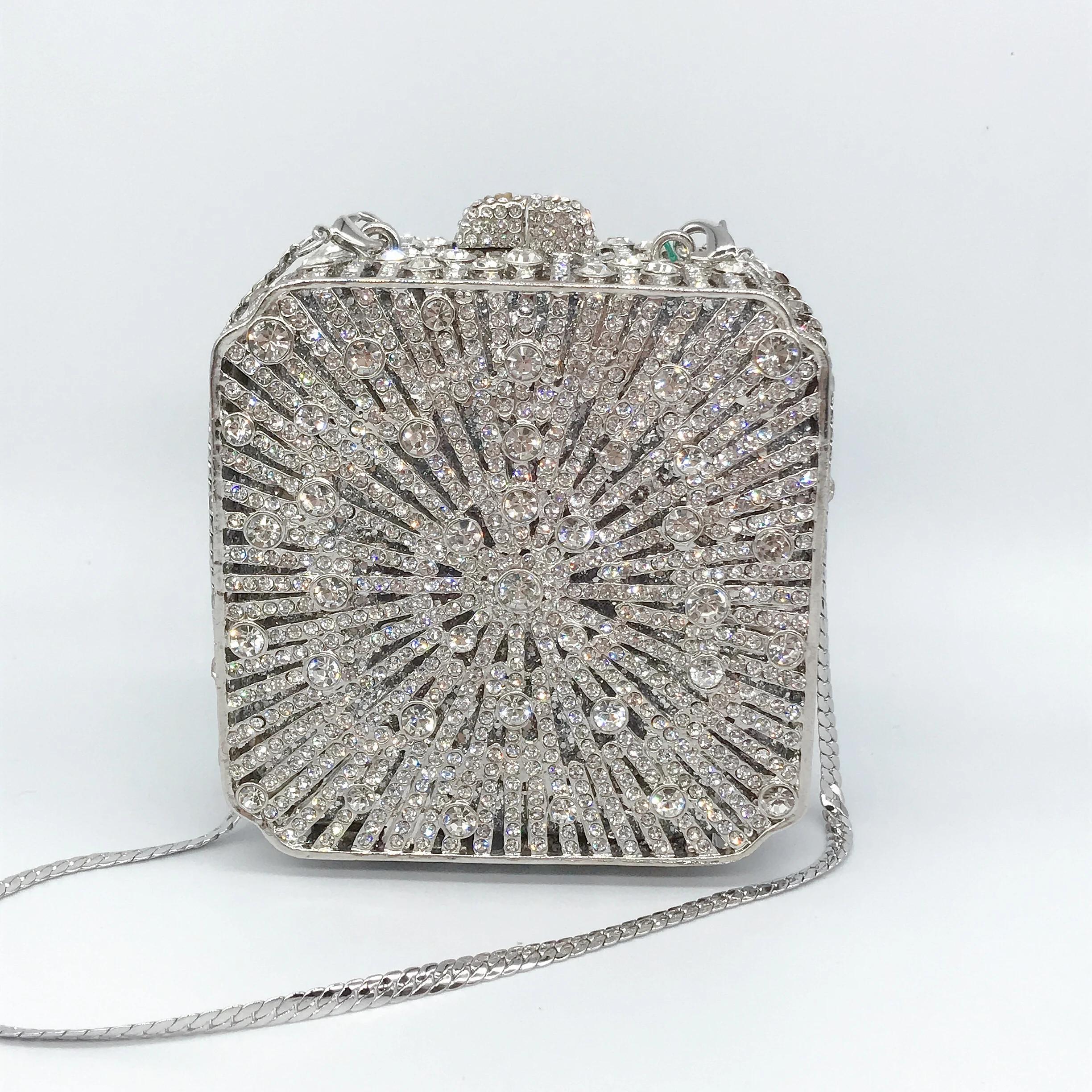 Pochette pour femmes, petite boîte carrée, sac de soirée en cristal strass à couverture complète, sa