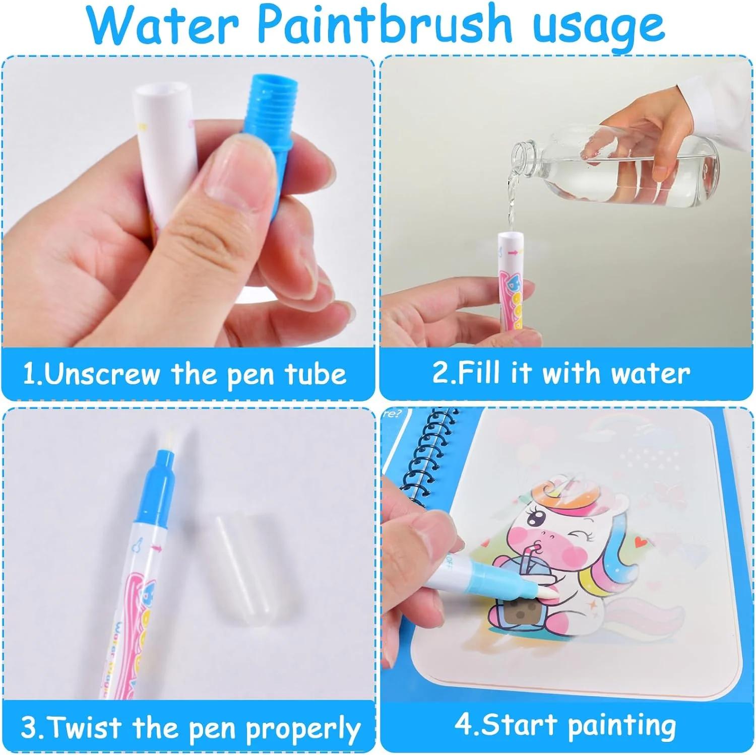 Livre de dessin à l'eau réutilisable, 1 pièce, livre d'eau magique, tampon de peinture magique sans