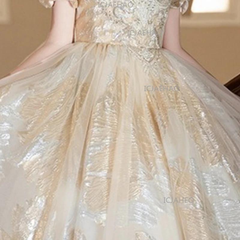 Robe de Princesse Vintage pour Filles 2026, Robe de Soirée Fleurie pour Mariage, Anniversaire, Spect