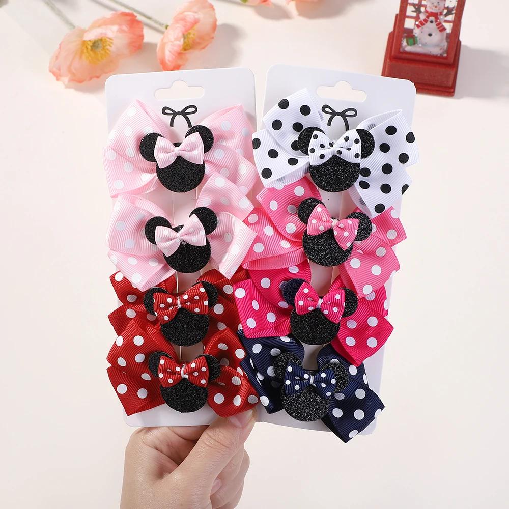 Pinces à cheveux avec nœud à pois pour bébé fille, 4 pièces/lot, épingles à cheveux pour enfants, de
