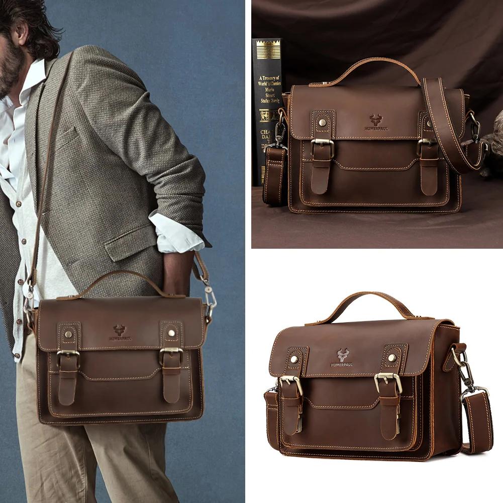 Crazy Horse – sac messager en cuir pour hommes, mallette pour ordinateur portable d'affaires, fourre