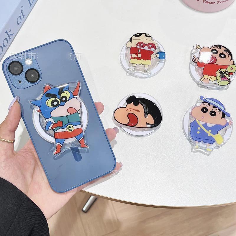 Coque de téléphone pour Couple, Anime Crayon Shin-Chan, avec support, type collé, sans fil, Airbag,