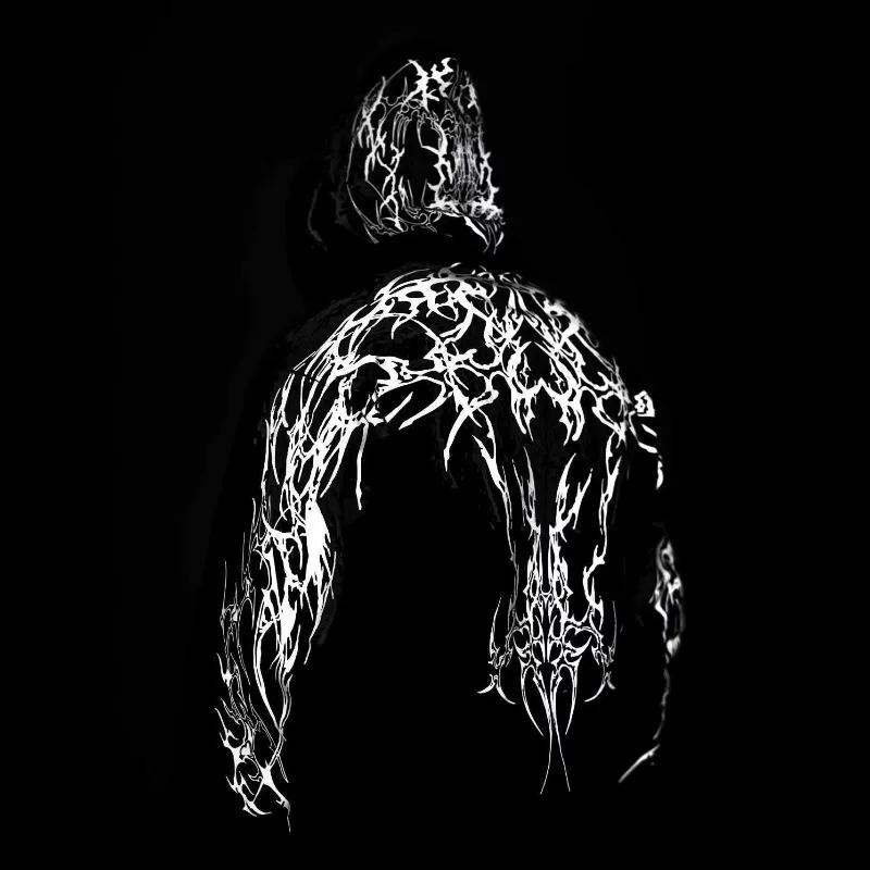 Sweat à capuche unisexe, style streetwear sombre, imprimé graphique épée magique lumineuse, coupe am