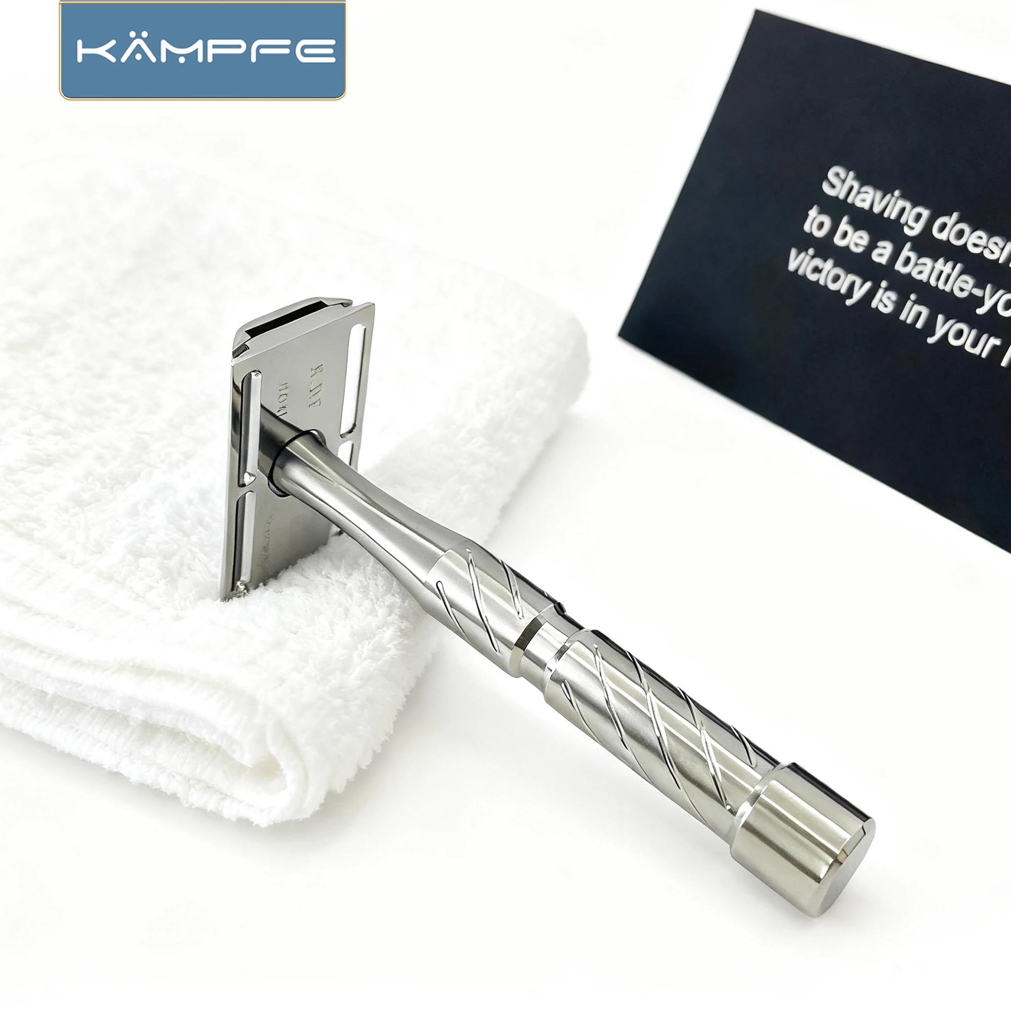 KAMPFE Rasoir manuel de sécurité CNC - Acier inoxydable traité pour le rasage humide des peaux sensi