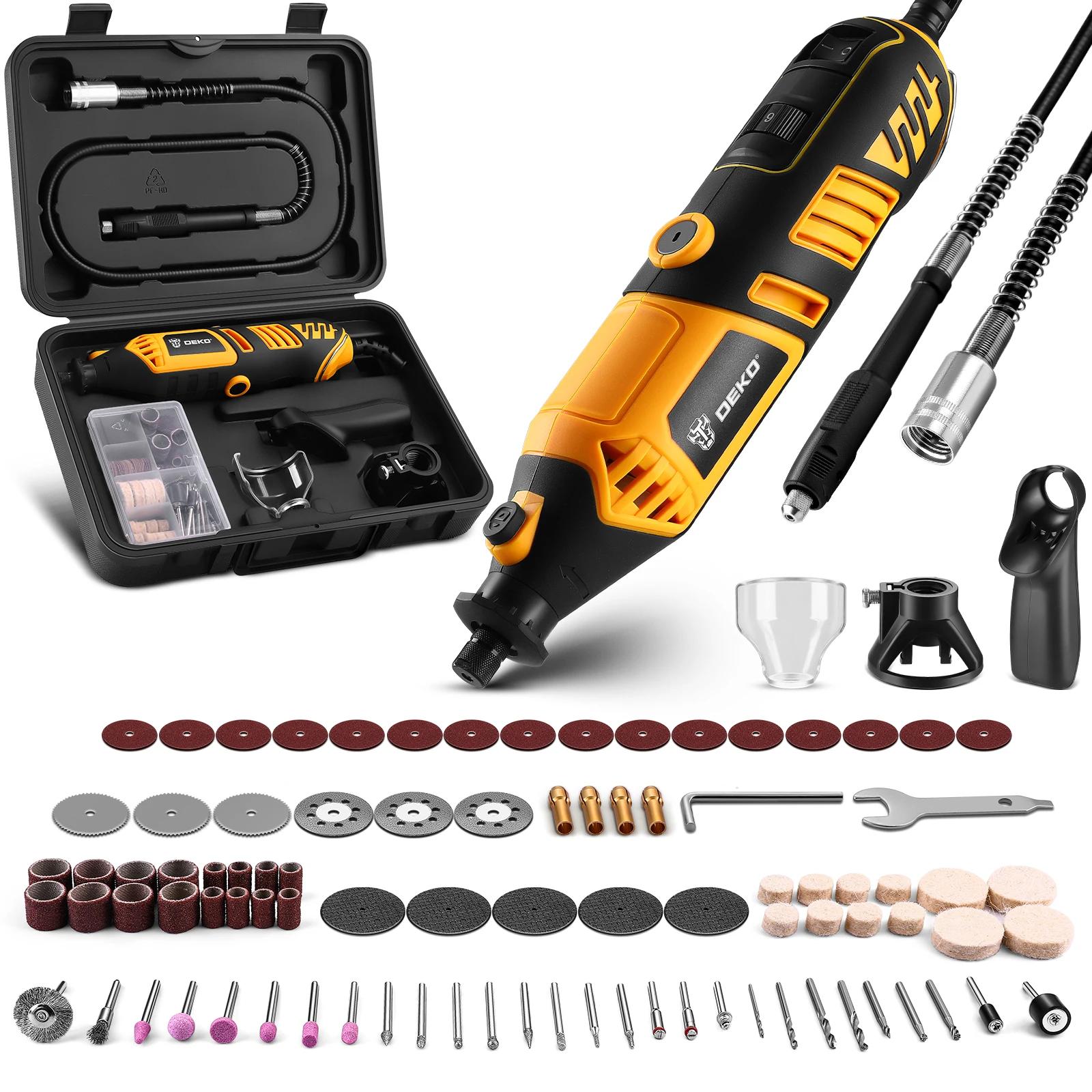 DEKO Kit d'outils rotatifs outils rotatifs manuels électriques Mini pour bois/métal, meuleuse électr