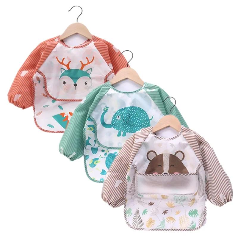 Bavoir imperméable à manches longues pour bébés, écharpe pour tout-petits, Smock d'art, Tablier d'al
