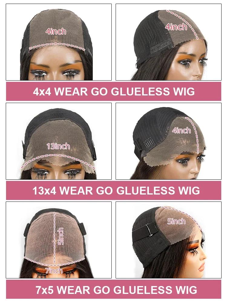 Perruque Lace Closure Wig sans colle naturelle, cheveux humains, pre-plucked, closure 7x5, 13x4, nai