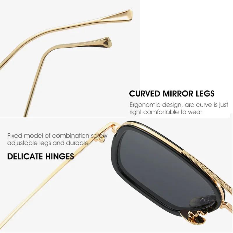 Lunettes de soleil mode cadre carré Tony Stark Style femmes lunettes de soleil hommes carré marque D