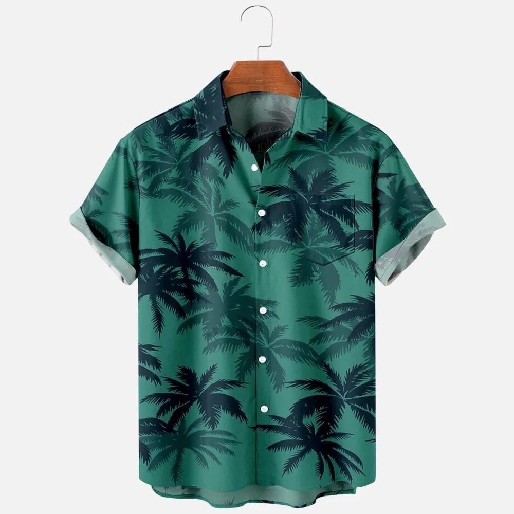 Mode homme été T-Shirts hawaïen impression 3d confortable décontracté un bouton chemises à manches c