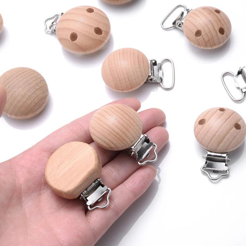 Porte-tétine factice en métal et bois, 10 pièces, Clips de dentition à croquer de qualité alimentair