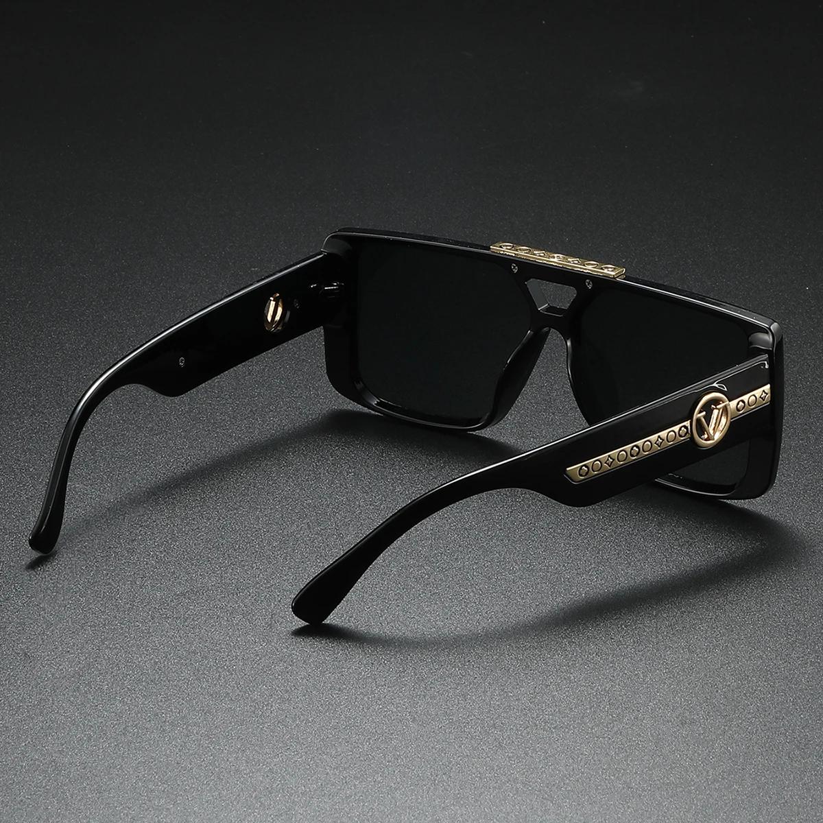 Nouveau cadre carré noir rétro classique pour hommes, décoration à motif de temple exquis, à la mode