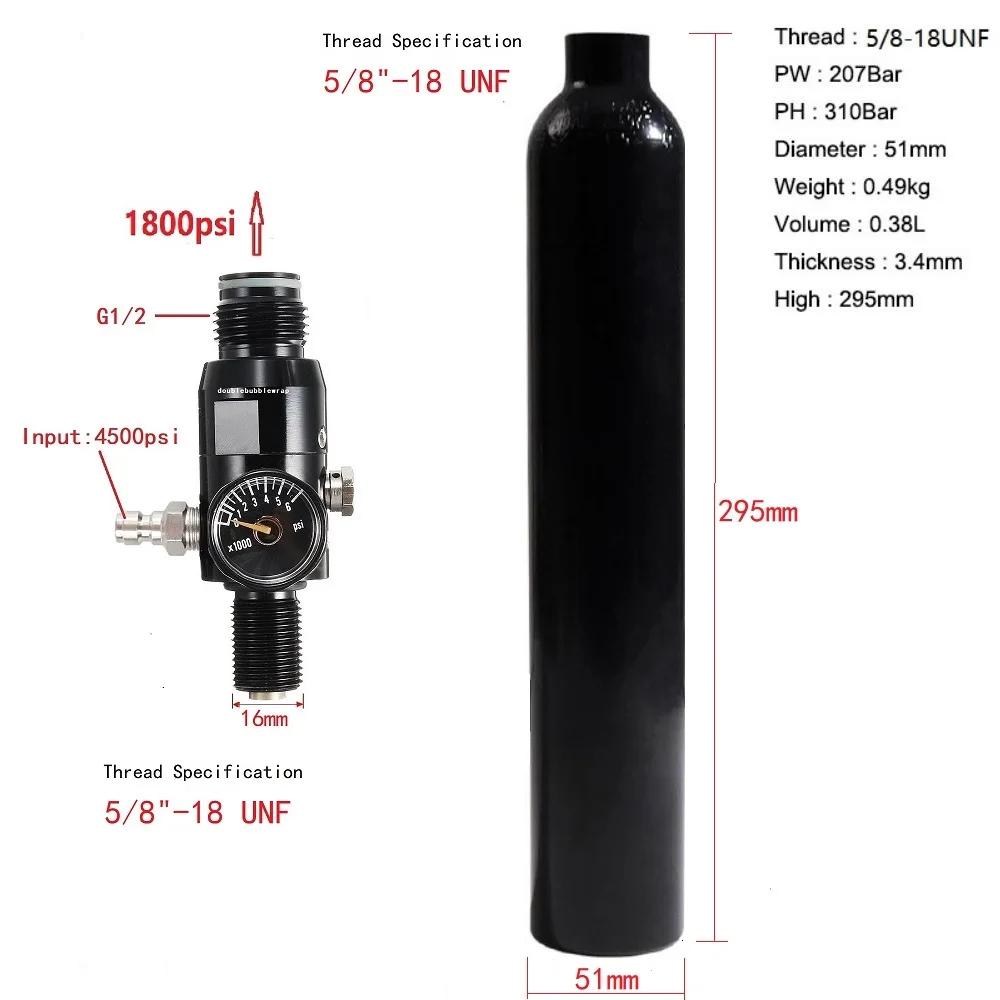 Bouteille d'Air ComTIFS HPA à Intervalles de CO2, en Aluminium Précieux, Valve Sochi, 0,38 L, 5/8-18