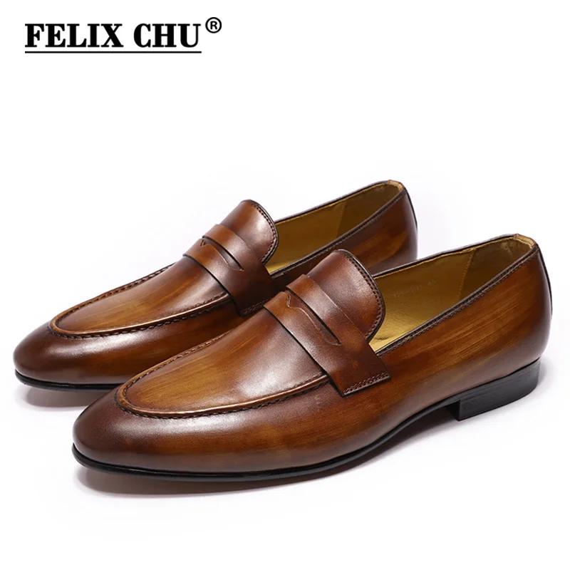 FELIX CHU hommes Penny mocassins chaussures en cuir véritable élégant fête de mariage chaussures hab