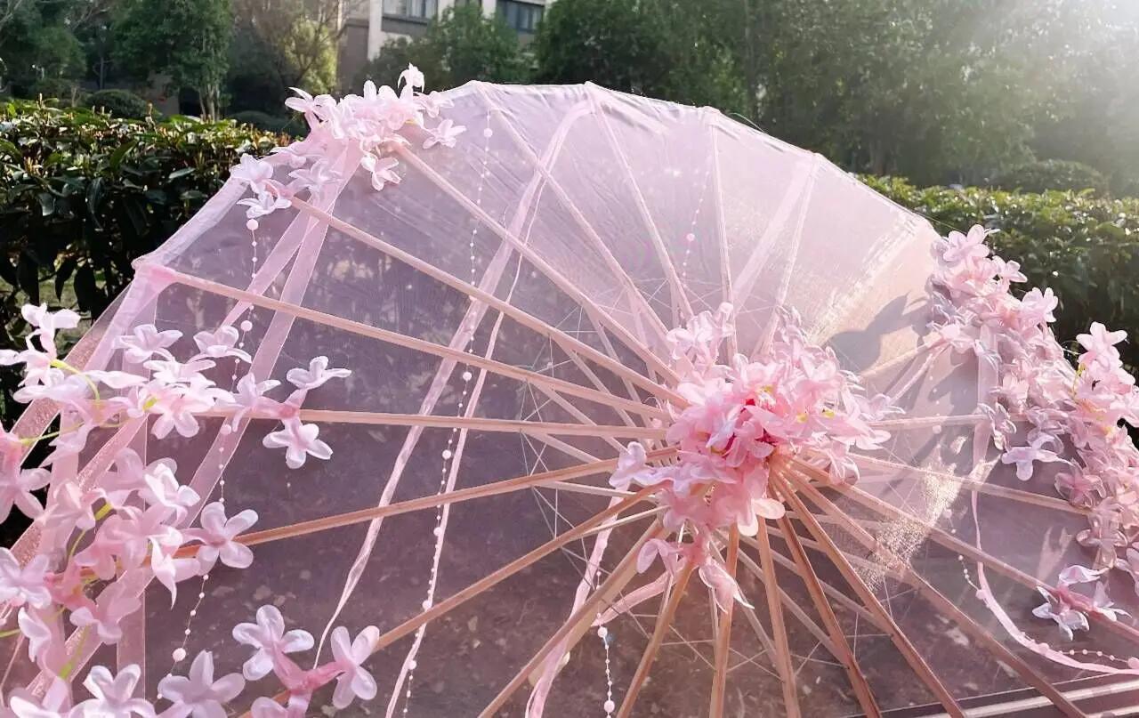 Parapluie décoratif à fleurs roses, Kimono Hanfu, accessoires de photographie de Cosplay, parapluie