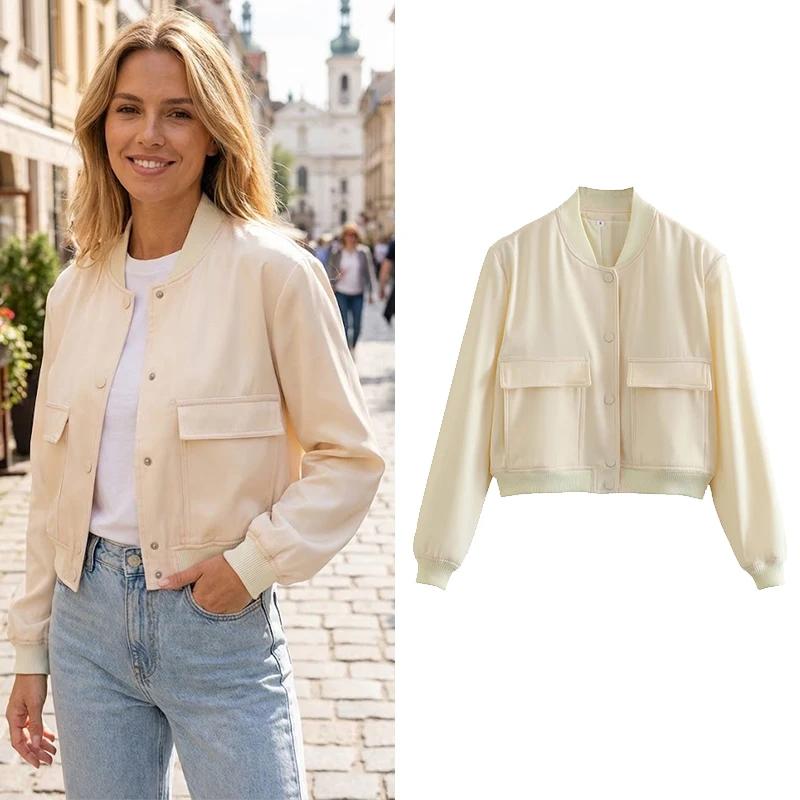 Willshela femmes mode solide Bomber vestes manteau avec poches col en v simple boutonnage manches lo