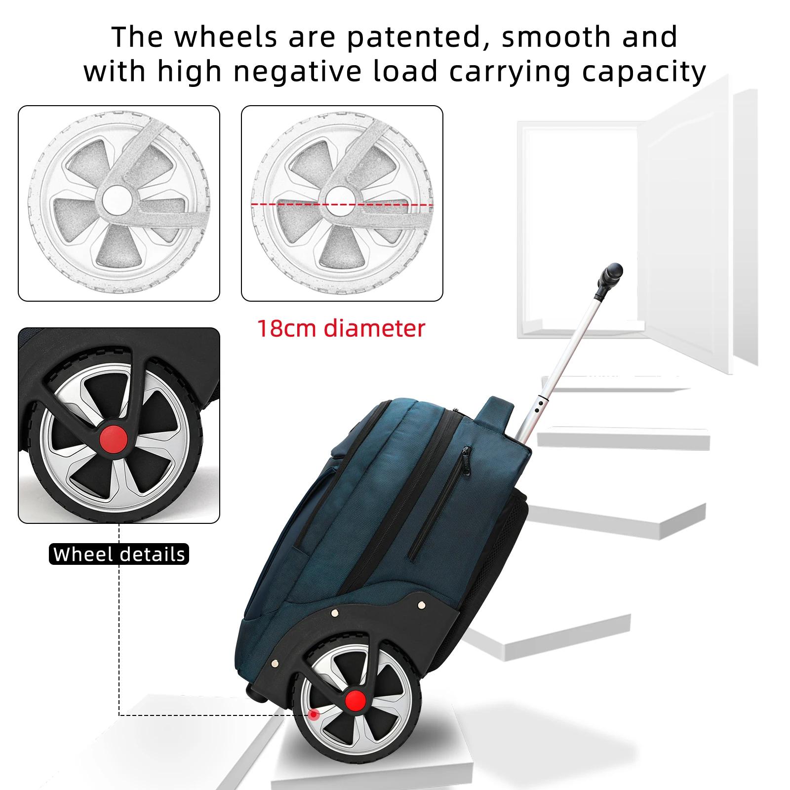 Sacs à dos de voyage à bagages roulants avec roues, sac à dos pour ordinateur portable d'affaires, b