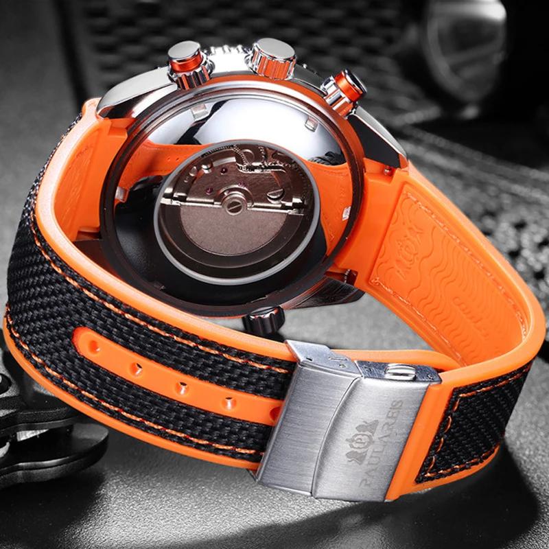 PAULAREIS P luxe hommes automatique auto vent montre mécanique pour hommes bracelet en caoutchouc ét