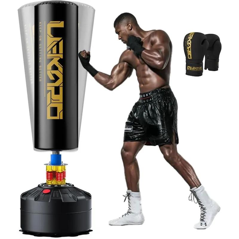 Sac de boxe autoportant avec gants de boxe, sac de boxe lourd avec support pour enfants adultes, sac